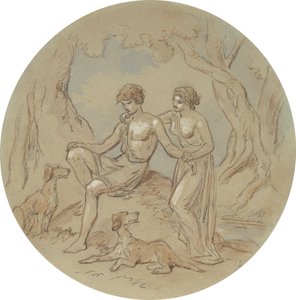 Uno dei diciotto disegni per una serie di tavole che illustrano Venere e Adone