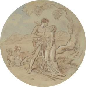 Uno dei diciotto disegni per una serie di piatti che illustrano Venere e Adone da Hablot Knight Browne