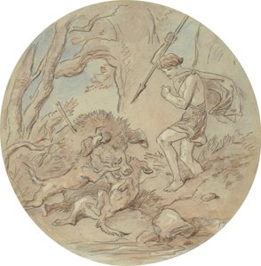 Uno dei diciotto disegni per una serie di piatti che illustrano Venere e Adone da Hablot Knight Browne