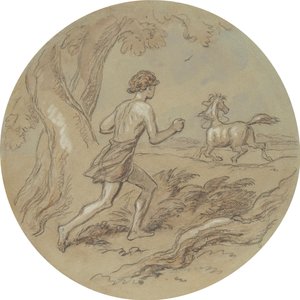 Uno dei diciotto disegni per una serie di piatti che illustrano Venere e Adone da Hablot Knight Browne