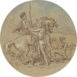 Uno dei diciotto disegni per una serie di piatti che illustrano Venere e Adone da Hablot Knight Browne