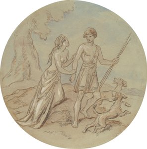 Uno dei diciotto disegni per una serie di piatti che illustrano Venere e Adone da Hablot Knight Browne