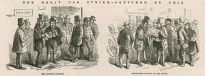 Il grande sciopero dei taxi - schizzi di Phiz da Hablot Knight Browne