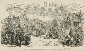 La corsa agli omnibus al capolinea ferroviario sud-orientale, London Bridge