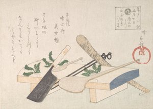Utensili da Cucina con Verdure per la Cerimonia del 7 Gennaio, XIX secolo da Hachifusa Shuri