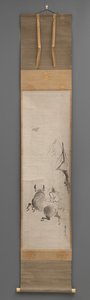 Toro e Cavaliere, inizio XVII secolo-fine XIX secolo (Rotolo appeso: inchiostro su carta) da Hanabusa Itcho