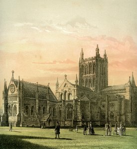 Cattedrale di Hereford, Herefordshire, c1870 da Hanhart