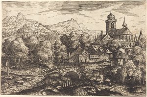Paesaggio montuoso con un villaggio da Hanns Lautensack