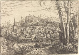 Veduta di una città vicino a un fiume da Hanns Lautensack