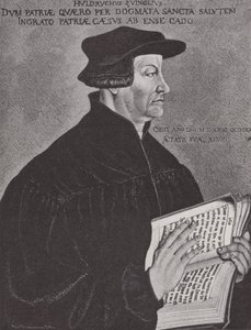 Huldrych Zwingli, leader della Riforma in Svizzera (incisione) da Hans (after) Asper