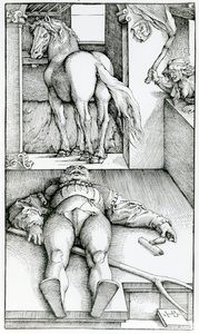 Groom addormentato e strega da Hans (after) Baldung Grien
