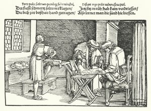 Ulcere o piaghe alle gambe (incisione) da Hans (after) Burgkmair