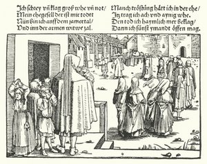 La sepoltura del capo famiglia (incisione) da Hans (after) Burgkmair