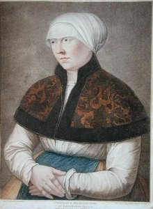 Ritratto della Moglie di Holbein, inciso da Francesco Bartolozzi (1727-1815) 1796 da Hans (after) Holbein the Younger