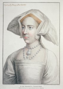 Ritratto di Lady Mary dopo la Regina (1516-58) inciso da Francesco Bartolozzi (1727-1815) 1796 (incisione) da Hans (after) Holbein the Younger
