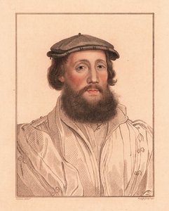 Ritratto di un uomo sconosciuto, corte di Re Enrico VIII, c. 1532 (incisione) da Hans (after) Holbein the Younger