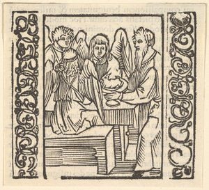 Angeli serviti a tavola, illustrazione da Speculum Passionis da Hans Baldung