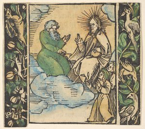 Illustrazione da Beschlossen Gart des Rosenkranz Mariae da Hans Baldung