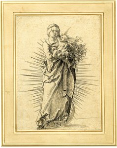 150593001 Vergine e Bambino su una mezzaluna. 1503 Penna e inchiostro nero da Hans Baldung Grien
