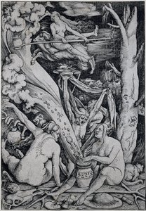 Streghe che incantano durante il sabba delle streghe da Hans Baldung Grien