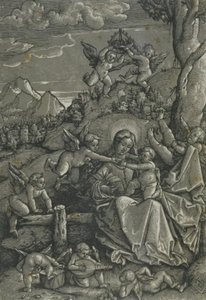 Madonna con Bambino e angeli in un paesaggio