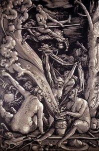 Il Sabba delle Streghe, incisione di Hans Baldung Green, pittore, incisore e disegnatore tedesco (1484-1545)