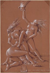 Auguri di Capodanno con tre streghe nude da Hans Baldung Grien