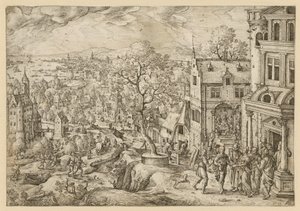 La storia di Tobia in un ampio paesaggio da Hans Bol