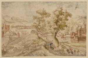 Paesaggio collinare con due castelli d