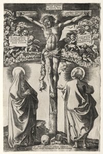 Cristo sulla croce tra la Vergine e San Giovanni da Hans Brosamer