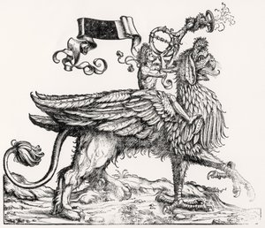 Un grifone a cavallo, dalla Processione Trionfale di Massimiliano, c.1516-18 da Hans Burgkmair