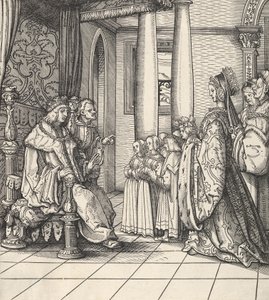 Il Re Bianco riceve sua figlia Margherita e i figli del Re Filippo, da Der Weisskunig, 1514-16 da Hans Burgkmair