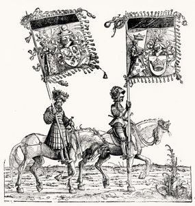 Due cavalieri a cavallo, dalla Processione Trionfale di Massimiliano, c.1516-18 da Hans Burgkmair
