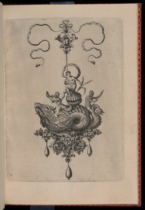 Tavola 8, da Bullarum Inaurium etc. Archetypi Artificiosi Pars Altera (Pendenti, Orecchini, ecc. Disegni della Natura Più Abile, Parte Due) da Hans Collaert the Elder