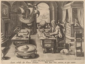 Lapis Polaris, Magnes (La pietra magnetica, Il magnete) da Hans Collaert the Younger after Jan van der Straet