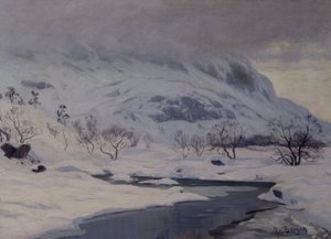Paesaggio montano, inverno da Hans Fredrik Henriksen Borgen