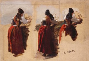 Studi di una donna di Rügen da Hans Gude