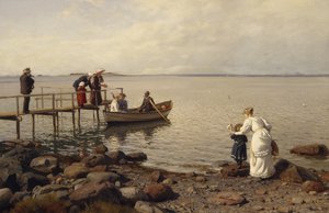 Vita estiva sulla spiaggia da Hans Gude