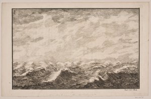 Navi in mare agitato. Illustrazione per Fontenay, "Söe-Evolution"; Copenaghen 1743 da Hans Henrich Christian Ulrich