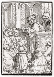 La morte arriva per il predicatore, inciso da Georg Scharffenberg, da 