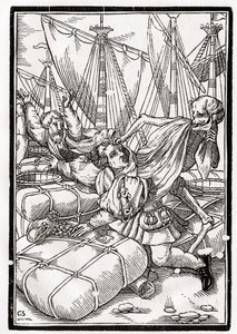 La morte arriva al mercante, inciso da Georg Scharffenberg, da 