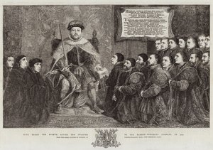 Re Enrico VIII che concede la Carta alla Compagnia dei Barbieri-Chirurghi, nel 1541