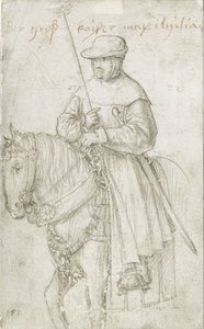 Il Kaiser Massimiliano I in abito da viaggio a cavallo da Hans Holbein the Elder