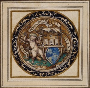 Cupido punto dalle api - Progetto per un pendente o distintivo da cappello, c.1532-43 da Hans Holbein der Jüngere