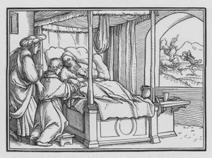Giacobbe inganna suo padre e ottiene la benedizione, Genesi XXVII, 21 da Hans Holbein der Jüngere