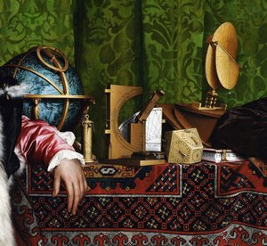 Gli ambasciatori (dettaglio degli strumenti astronomici sullo scaffale superiore) da Hans Holbein der Jüngere