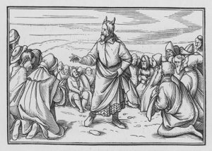 Mosè racconta la storia del passaggio di Israele nel deserto, Deuteronomio I, 3 da Hans Holbein der Jüngere
