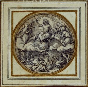 Il Giudizio Universale - Disegno per un pendente o distintivo da cappello, c.1532-43 da Hans Holbein der Jüngere