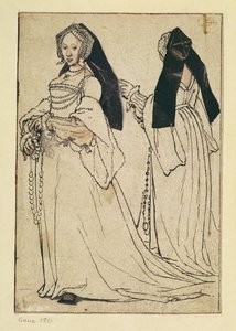 Due Vedute di una Donna con un Cappuccio Inglese, c.1528-30 da Hans Holbein der Jüngere