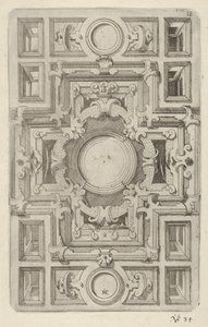 Progetto per un soffitto con decorazioni a cinghia e un centro a forma di croce da Hans Jakbob Ebelmann
